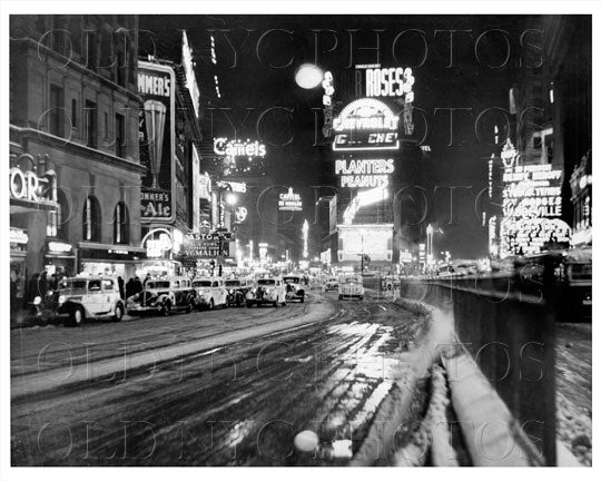 Times Square after snow storm Manhattan NYC 1939 Old Vintage Photos and Images