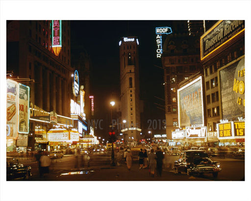 Times Square at night 1953 Old Vintage Photos and Images