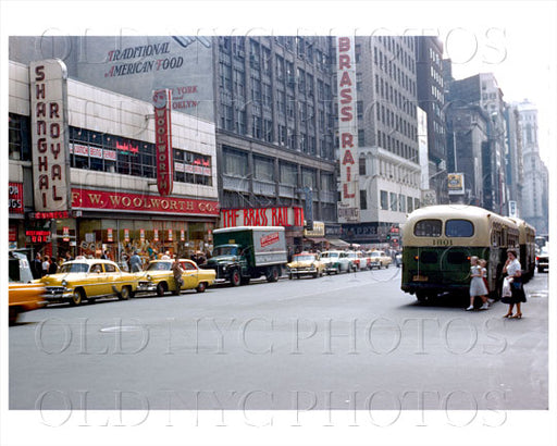 Times Square bus and taxi 1950s Old Vintage Photos and Images