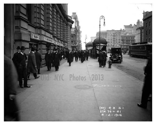 Train entrance at 14th Street & 4th Avenue - Greenwich Village - Manhattan, NY 1916 B Old Vintage Photos and Images