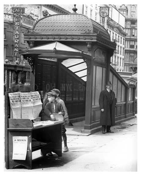 Train entrance at 14th Street  - Greenwich Village - Manhattan, NY 1916 D Old Vintage Photos and Images