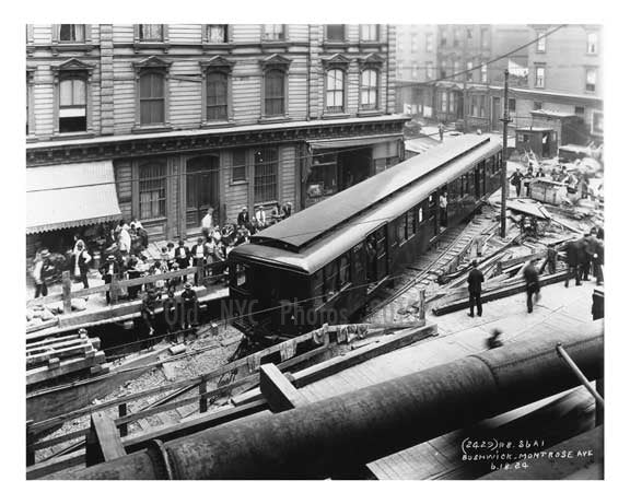 Train passing on Montrose & Bushwick Ave - Williamsburg - Brooklyn , NY  1923 Old Vintage Photos and Images