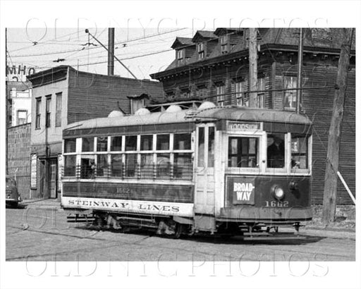 Trolley 1662 on Broadway & Vernon Blvd close-up Astoria 1938 Old Vintage Photos and Images