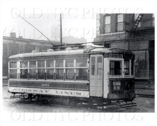 Trolley 1665 on Vernon Blvd Astoria 1938 Old Vintage Photos and Images