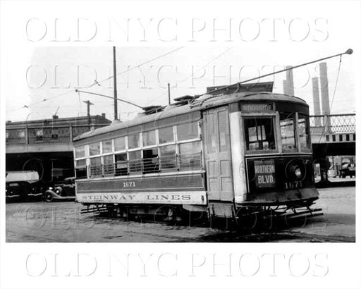 Trolley 1671 on Jackson Vernon Blvd LIC 1939 Old Vintage Photos and Images