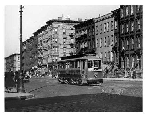Trolley car crossing  86th Street & York Avenue - Upper East Side  1934 Manahattan NYC Old Vintage Photos and Images