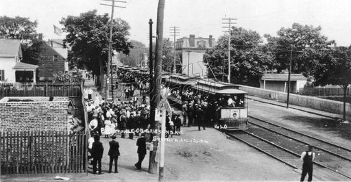 Trolley disturbance on Gravesend (McDonald) Avenue near Neck Road looking north, August 12, 1906 Old Vintage Photos and Images