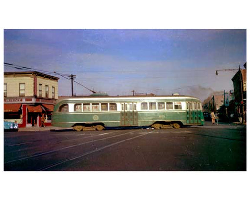 Trolley passing down Church Avenue - Flatbush Brooklyn, NY  1956 B Old Vintage Photos and Images