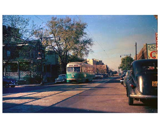 Trolley passing down Church Avenue - Flatbush Brooklyn, NY  1956 C Old Vintage Photos and Images