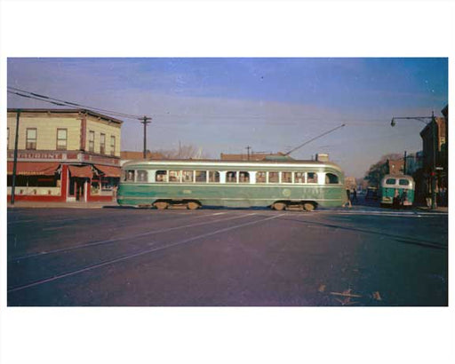 Trolley passing down Church Avenue - Flatbush Brooklyn, NY  1956 D Old Vintage Photos and Images