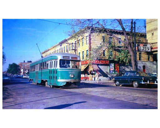 Trolley passing down Church Avenue - Flatbush Brooklyn, NY  1956 F Old Vintage Photos and Images