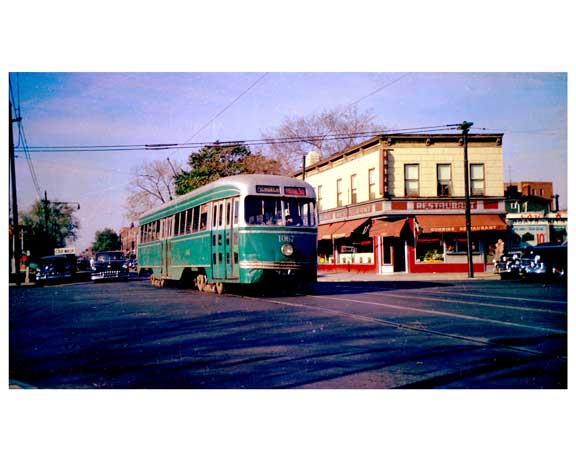 Trolley passing down Church Avenue - Flatbush Brooklyn, NY  1956 H Old Vintage Photos and Images