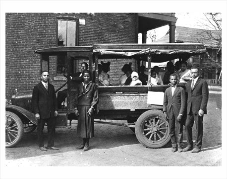 People pose with their Church "van" in Harlem Old Vintage Photos and Images