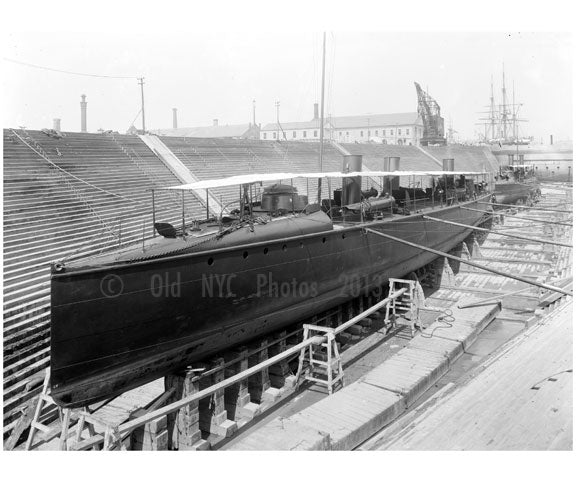 U.S.S. Ericsson in dry dock at the Brooklyn Navy Yard — Old NYC Photos