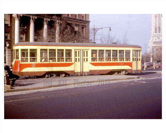 Unionport Trolley in front of the Riverside Church Old Vintage Photos and Images