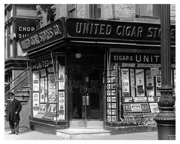 United Cigar 7th Avenue between 38th & 39th Streets Midtown Manhattan 1914 Old Vintage Photos and Images