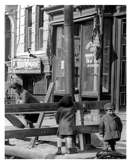 Up close view of kids playing on Lorimer Street - Williamsburg - Brooklyn, NY  1918 Old Vintage Photos and Images