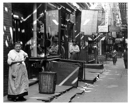 An up close view of people and shops on Greenwich Street - Greenwich Village - Manhattan  1914 Old Vintage Photos and Images