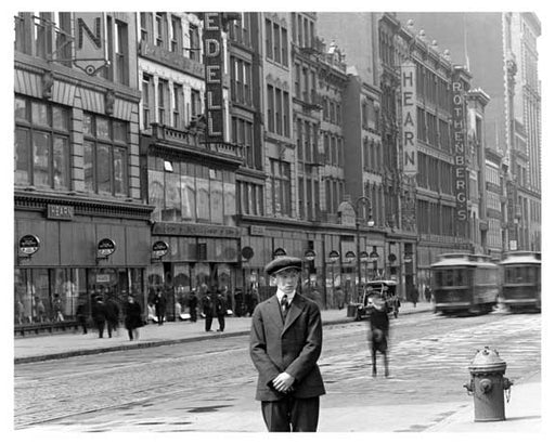 Upclose shot of a boy on 14th Street & 5th Avenue  - Greenwich Village - Manhattan, NY 1916 Old Vintage Photos and Images