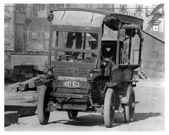 Upclose shot of a Classic Car on Bushwick Ave North from Devoe  Street - East  Williamsburg - Brooklyn, NY  1918 Old Vintage Photos and Images