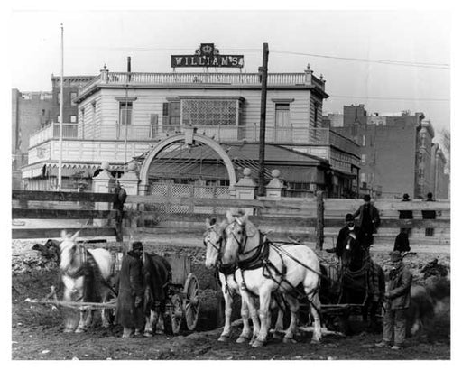 Upclose shot of Horse & Wagon Transit  as seen at Lenox & Saint Nichols Ave Harlem, New York 1901 Old Vintage Photos and Images