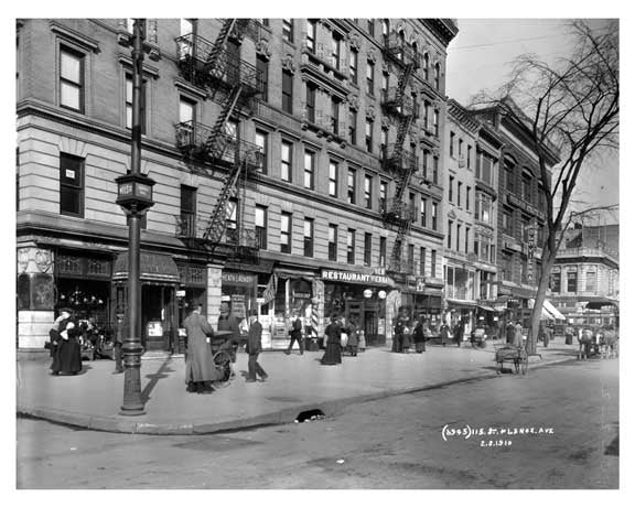 Upclose view of Lenox Avenue & 115th Street Harlem, NY 1910 C Old Vintage Photos and Images