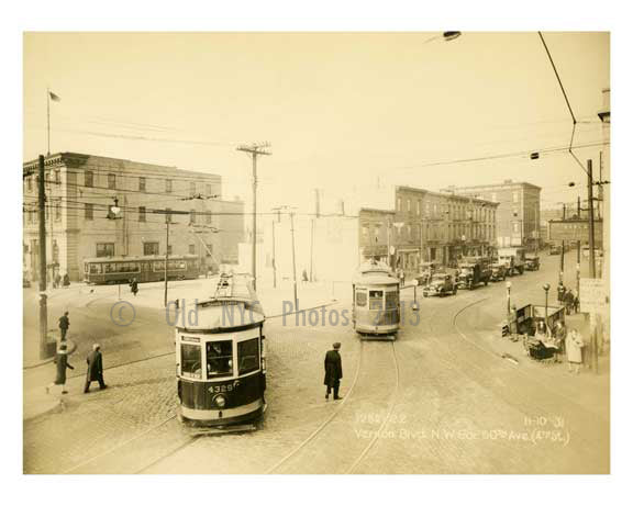 Vernon Blvd & NW corner of 50th Ave (4th stret) 11.10.31 - Long Island City - Queens NY Old Vintage Photos and Images