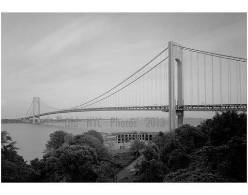Verrazano Bridge - Staten Island tower, with Fort Wadsworth in the foreground Old Vintage Photos and Images