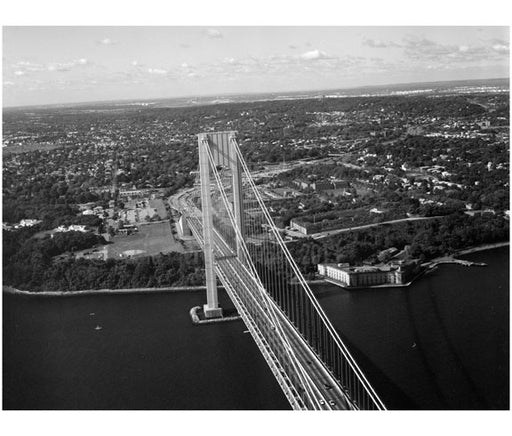 Verrazano Bridge - Staten Island tower, with Fort Wadsworth to the right Old Vintage Photos and Images