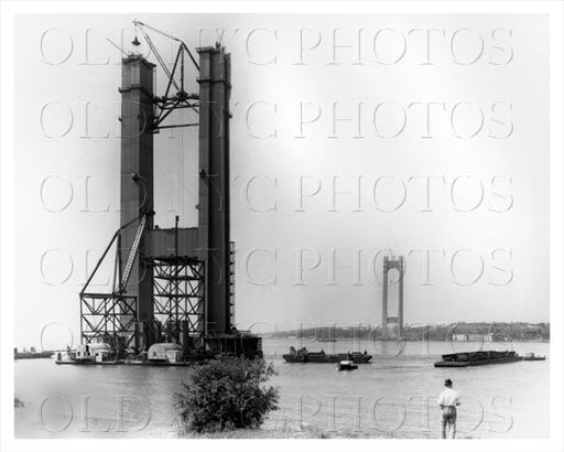 Verrazano Narrows Bridge construction 1962 Old Vintage Photos and Images