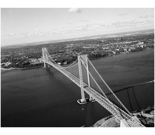 Verrazano Narrows Bridge - looking southwest toward Staten Island Old Vintage Photos and Images