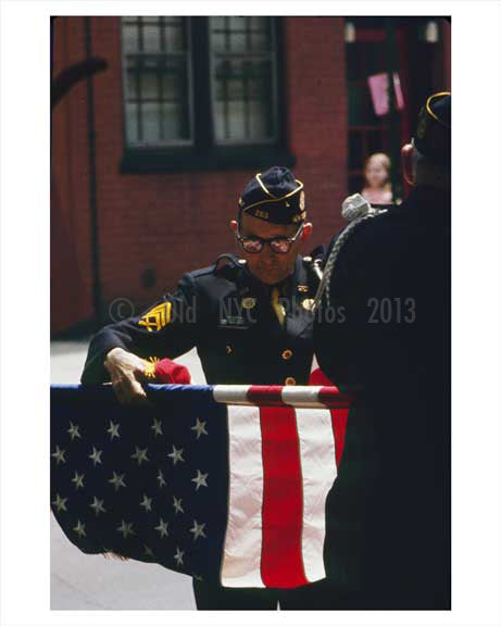 Vetran folding the American Flag  - Greenwich Village  - Manahattan 1968 Old Vintage Photos and Images