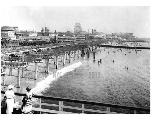 View from Steeplechase Park  - boardwalk under construction Old Vintage Photos and Images