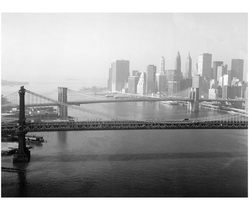 View looking southwest with Manhattan Bridge in the foreground & the Brooklyn Bridge in the background 1982 Old Vintage Photos and Images