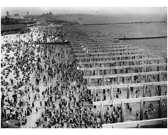 view of Coney Island beach while boardwalk is half constructed 1922 Old Vintage Photos and Images