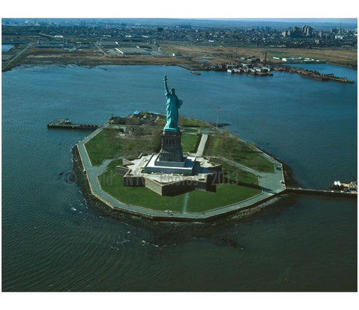 View of Liberty Island - looking northwest with Jersey City in the background Old Vintage Photos and Images