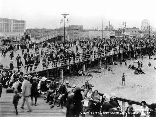 View of the Boardwalk and Beach from Steeplechase Pier, 1923 Old Vintage Photos and Images