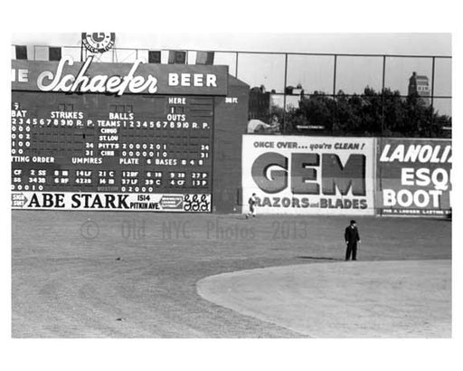 View of the Score Board & outfield at Ebbets Field  - Flatbush  - Brooklyn NY