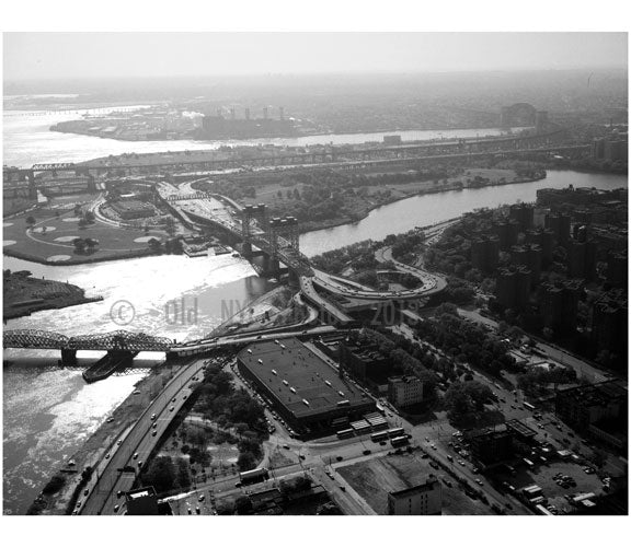 view of the Triborough Lift Bridge (center) from Manhattan Old Vintage Photos and Images