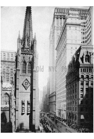 Wall Street & Braodway north of Trinity Church Old Vintage Photos and Images