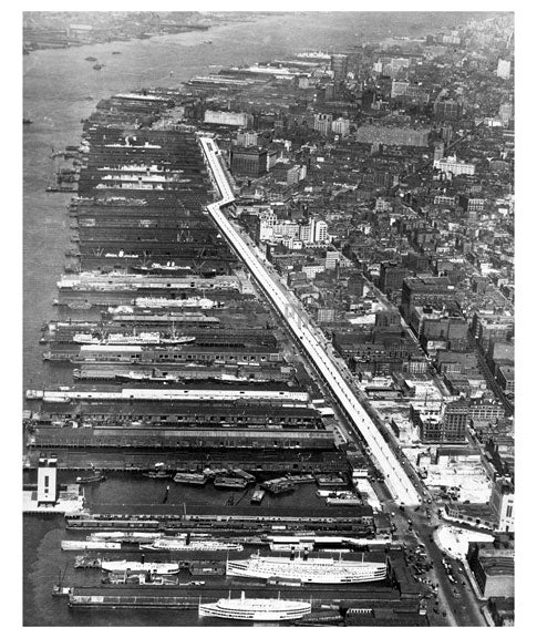 West Side Piers - view north from Canal Street 1932 Old Vintage Photos and Images