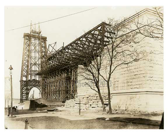 Williamsburg Bridge - seen from South 6th Street looking west from Dunham Place toward Ave in 1901 Brooklyn, NY Old Vintage Photos and Images