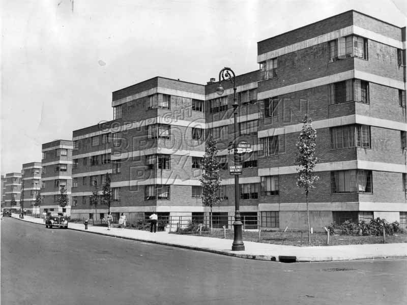 Williamsburg Houses, corner Humboldt and Scholes Streets, 1938 Old Vintage Photos and Images