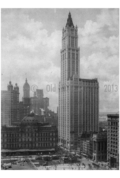 Woolworth Building - Post Office & Lower Broadway Old Vintage Photos and Images