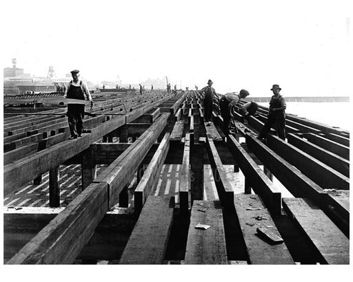 workers during constructions of Coney Island Boardwalk 1922 Old Vintage Photos and Images