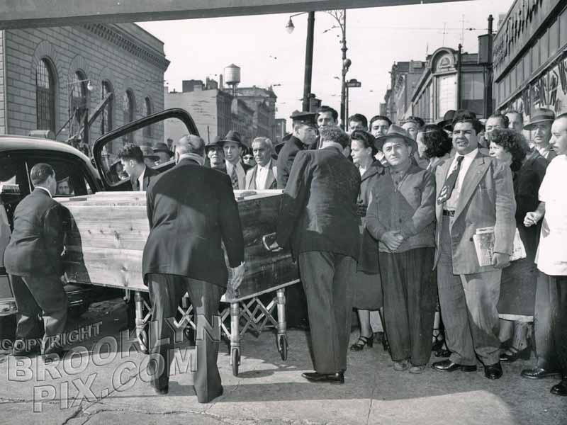 Would-be assassin of President Truman, Griselio Torresola, at funeral home at Court Street and Atlantic, 1950 Old Vintage Photos and Images